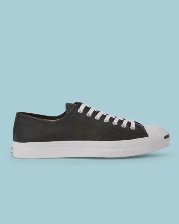 Converse Jack Purcell Foundational Leather Sort Sko Danmark - Converse Lave Sneakers Herre - 57812ZI